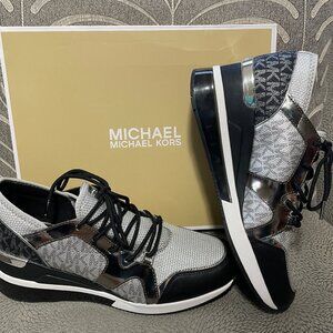 MICHAEL Michael Kors Liv Trainer Extreme Mesh Sneaker Silver & Black Multi 9.5